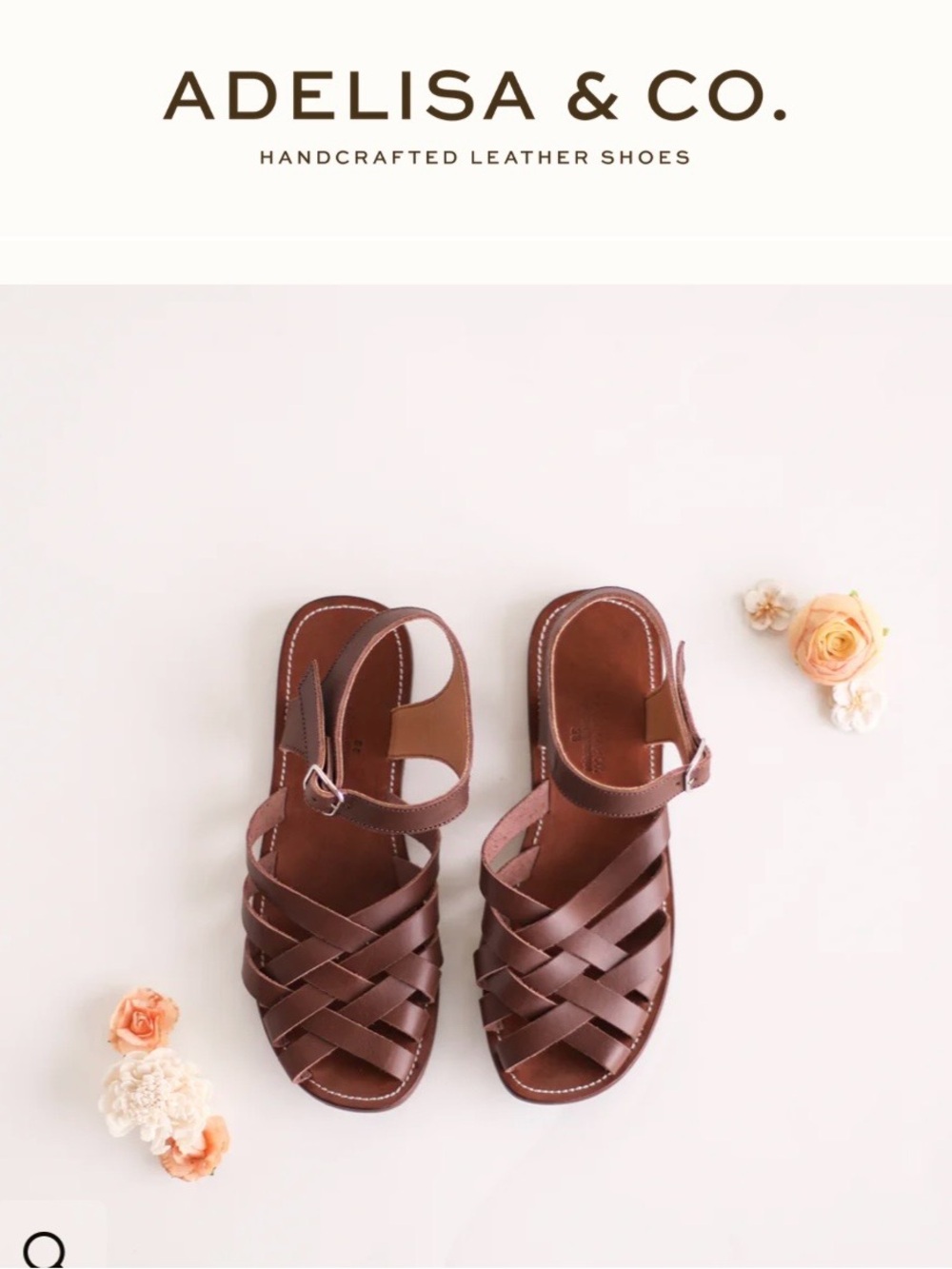 New Girls espresso isla Adelisa and Co Brown Leather Woven Sandals size 34 or 3